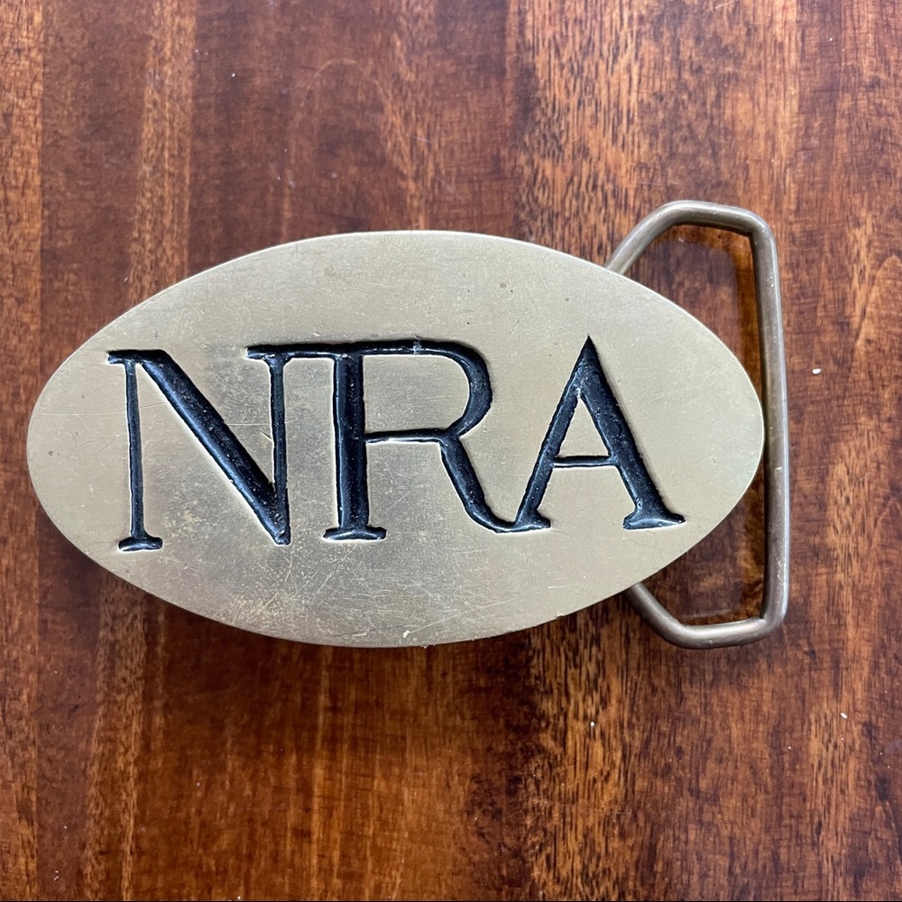 NRA solid brass belt buckle